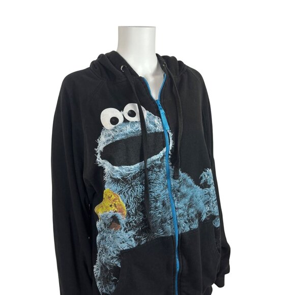 Sesame Street Cookie Monster Sweatshirt Reversible Black Blue Unisex XL Hoodie - Picture 5 of 11